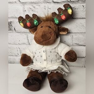 Build-A-Bear Holiday Moose 19" Plush w/ Lights Antlers & Outfit – Christmas